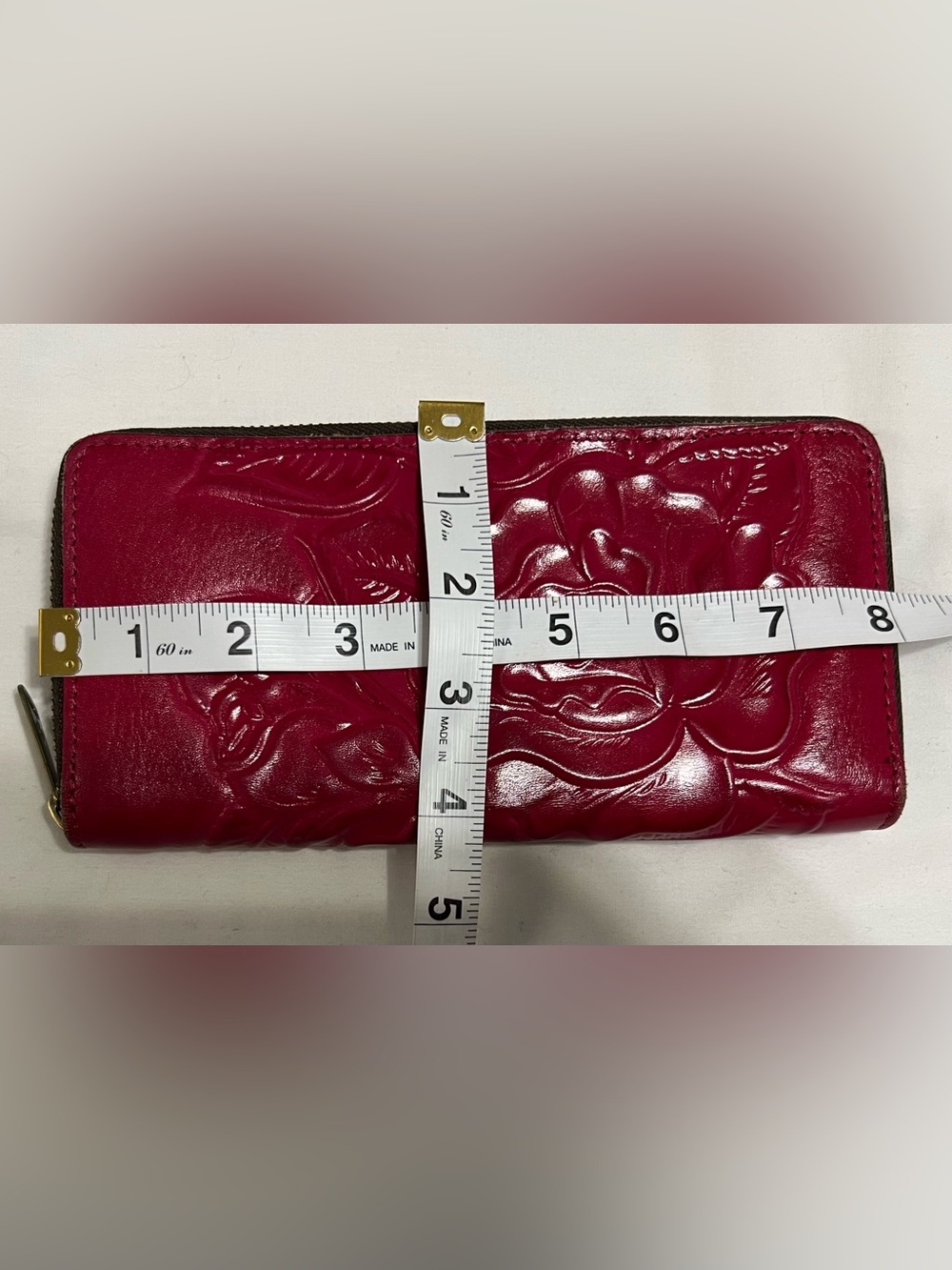 Patricia Nash Pink Rose Embossed Leather Zip Around Continental Wallet - Picture 8 of 8